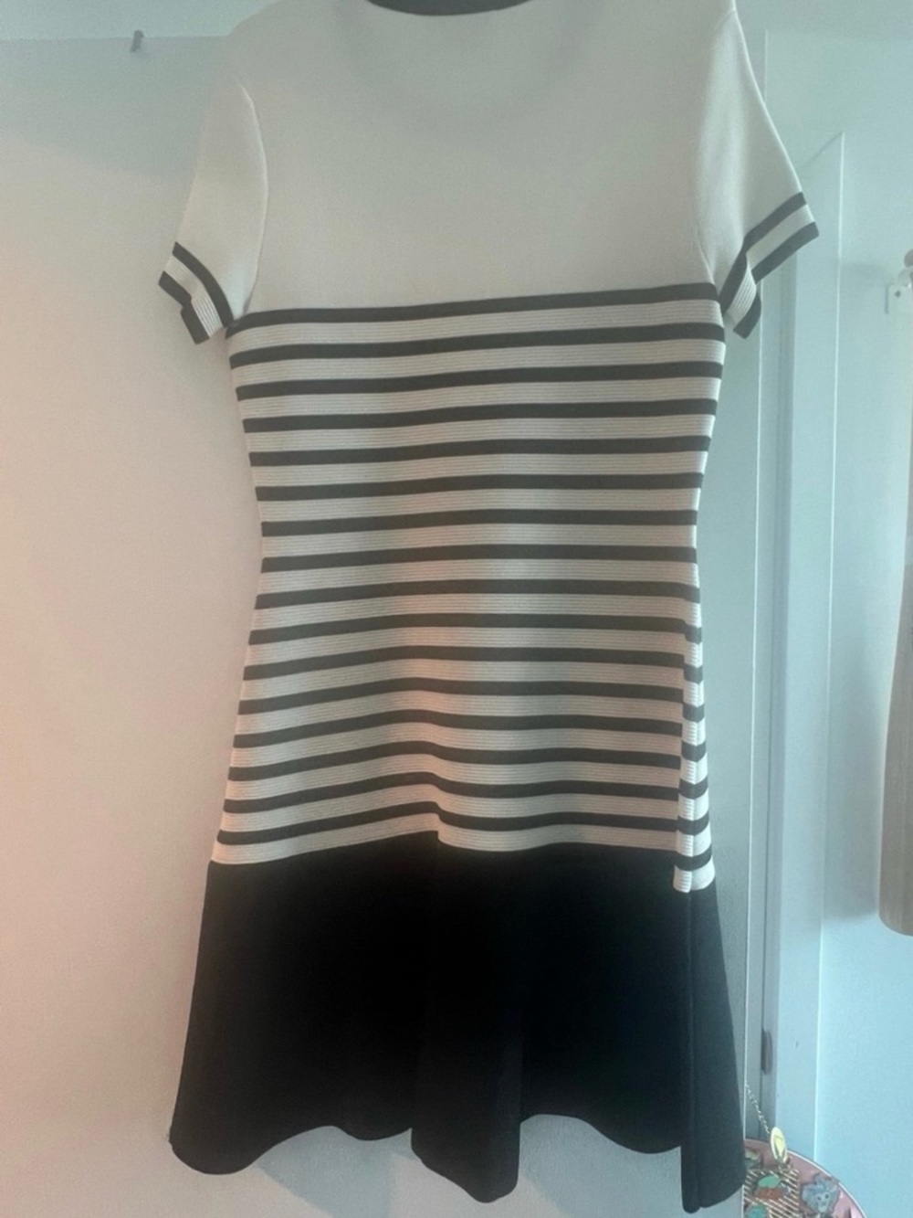 kate spade Black and White Ribbed Crewneck Top - Picture 3 of 4